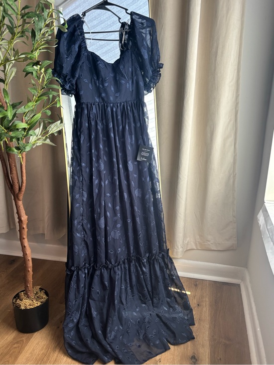 Lulus Dresses & Skirts - Navy Puff Sleeve Maxi Dress